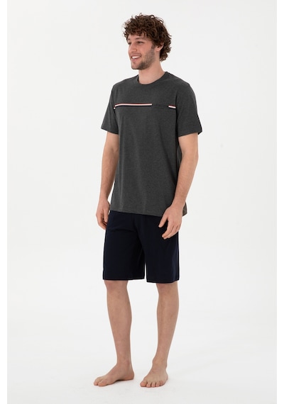 U.S. Polo Assn. Erkek Bisiklet Yaka Antrasit Melanj Pijama Takımı 50309174-VR081