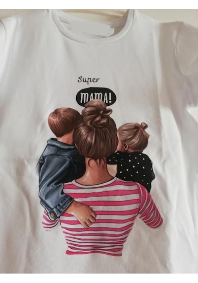 Modavals Anneler Günü Tasarımı Di̇ji̇tal Baskılı Anne Çocuk Tshirtleri̇ Çok Renkli