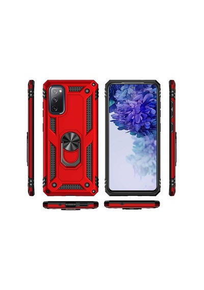 Galaxy S20 Fe Kılıf Zore Vega Yüzüklü Standlı Zırh Kılıf