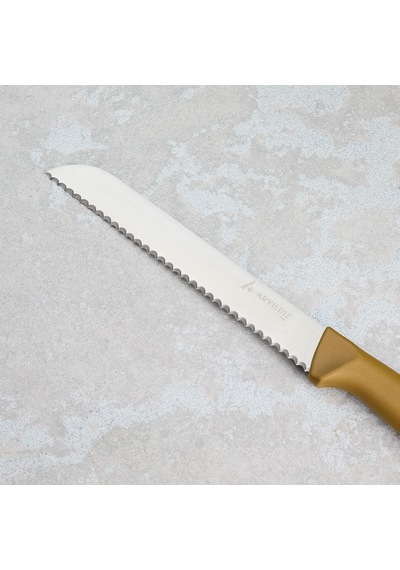 Aryıldız Rexa Tırtıklı Ekmek Bıçak Gold 19 Cm Renkli
