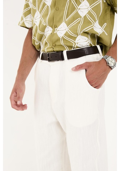 Rocqerx R-4419 Fermuarlı Baggy Pantolon Beyaz