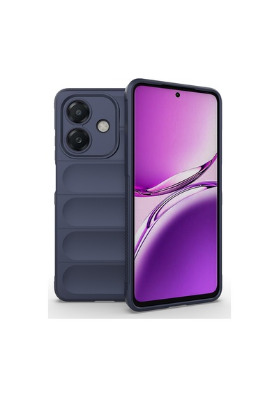 Oppo A3 Kılıf Kamera Korumalı Esnek Silikon Parmak Şeritli Pazarplus Lacivert