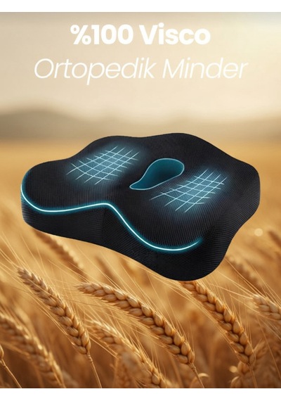 Yeni Nesil Visco Ortopedik Ergonomik Kaymaz Taban Terlemez Hemoroıd Oturma Simidi Minderi Omurga Sağlığını Destekler Ve Oturma Baskısını Azaltır Siyah