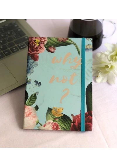 "why Not " Çiçek Mottolu Tasarım Çizgisiz Defter Karton Kapak 60 Yaprak Çok Renkli