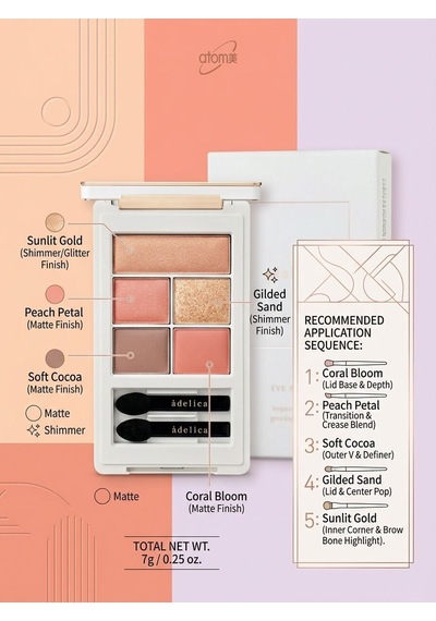 Atomy Adelica Eye Palette No.2 Peach Coral 5 Li Far Paleti 7 G 02