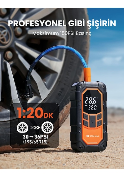 8000mah Şarjlı Auhma Acil Durum Akü Takviyeli Kompresör