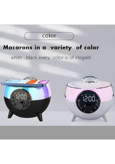 Se-2407 Siyah Rgb Işıklı Çalar Saatli Bluetooth Hoparlörlü Şarj Standı