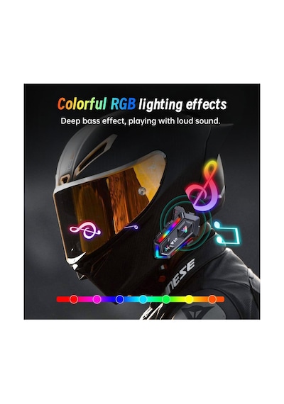 Nivego Y20 5.3 Motosiklet Kask Kulaklık Bluetooth Intercom Rgb Işıklı