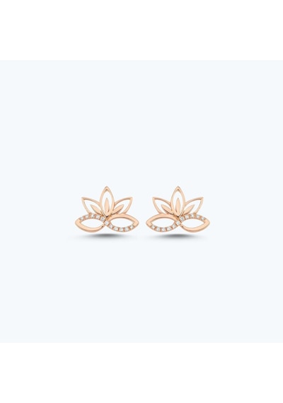 Altınbaş Pırlanta Lotus Çiçeği Küpe Eeh973-14k Beyaz