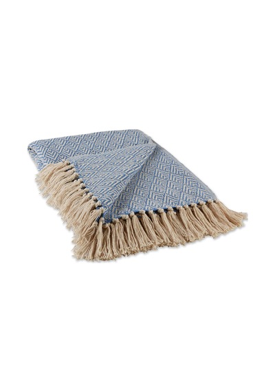 Lexroo Diamond Throw Koleksiyonu Pamuk Dokuma, 50x60, Taş Yıkama Mavisi Çok Renkli