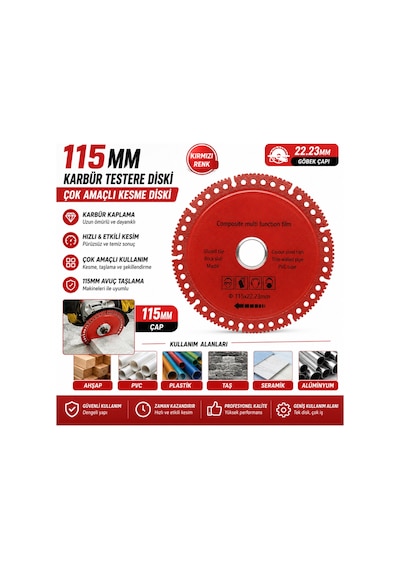 Senbang 115 Mm Kırmızı Karbür Çok Amaçlı Kesme Diski 22.23 Mm Spiral Taşlama Makinesi Uyumlu Ahşap Pvc Plastik Seramik Mermer Alüminyum