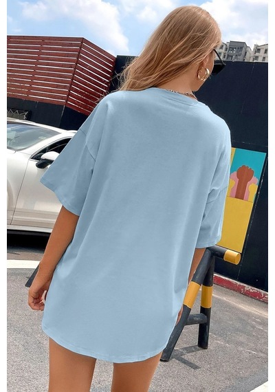 Uyguntarz Unisex Florida Baskılı Tasarım Tshirt Bebe Mavisi