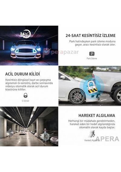 Zhuse A98 3 Kameralı Wi-fi Araç İçi Kamera Ekranlı Ön Kabin Ve Bagaj Kameralı İos Android Ve Class 10 Kart Uyumlu Yol Kayıt Cihazı