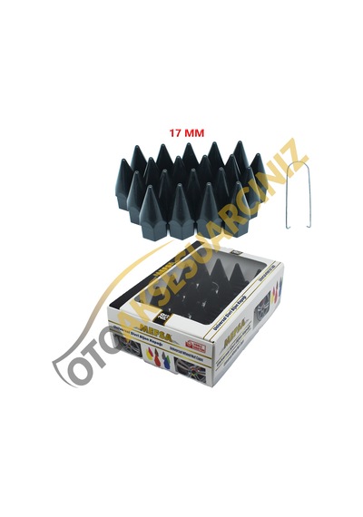 A Kalite Mefsa Bijon Kapağı Sivri 17 Mm Siyah 20 Li Set