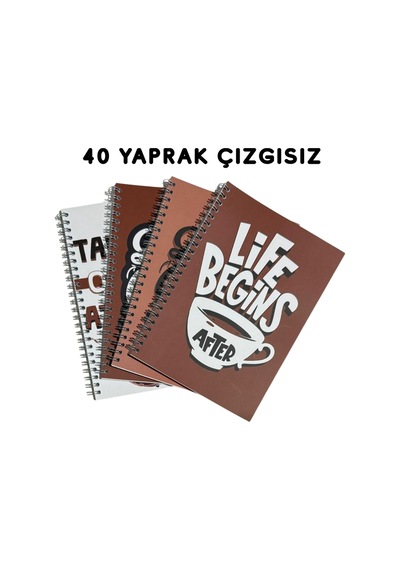 A5 Spiralli Coffee Defter 40 Yaprak 4'lü Tamamı Çizgisiz