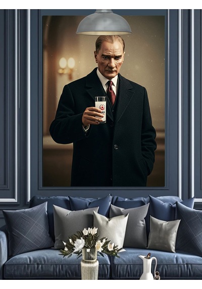 Mustafa Kemal Atatürk Ve Rakı Dekoratif Kanvas - Mdf Ahşap Tablo