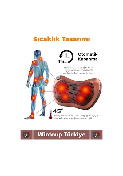 Özel Üretim 4 Başlıklı Yıkanabilir Kılıflı Aydınlatma Kutulu Çok Amaçlı Boyun Omuz Sırt Masaj Aleti Çok Renkli