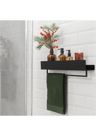 Havluluk Banyo Düzenleyici Metal Duvara Monte Havluluk Siyah