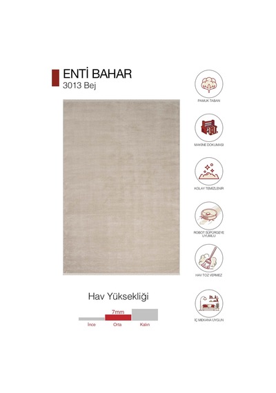 Enti Bahar 3013 Bej Halı - Bohem Tarzı Akrilik Mutfak Ve Koridor Halısı