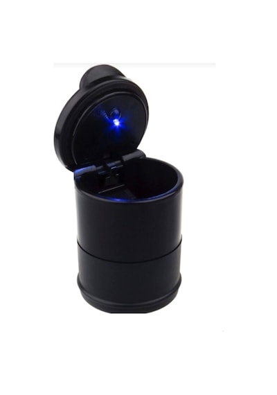 Carub Universal Kül Tablası Kapaklı Led Işıklı Kokusuz Küllük Siyah