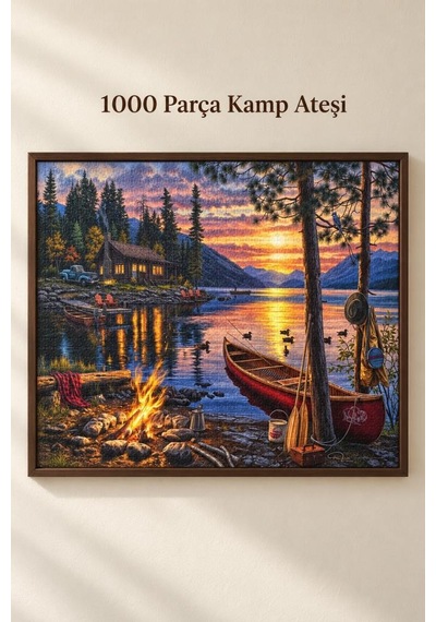 1000 Parça Gizemli Kamp Ateş Manzarası Puzzle 48 X 68 Cm Yüksek Baskı Kaliteli Puzzle