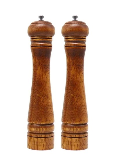 Doğal Ahşap Gövdeli Öğütücü Seramik Bıçaklı Baharat Ve Tuz Değirmeni 27 Cm 2 Adet Diğer