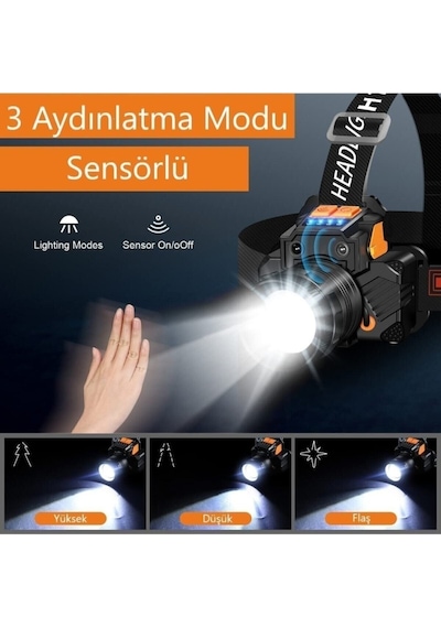 10 W 3 Modlu Şarjlı Powerbank Özellikli Kafa Lambası - Yıs-205 Zoomlu Model Diğer