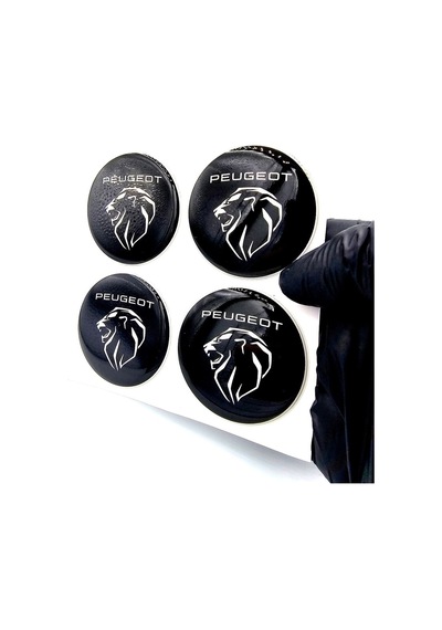 Peugeot Tasarım Damla Sticker Siyah Peugeot Jant Göbeği 5.5cm Uyumlu