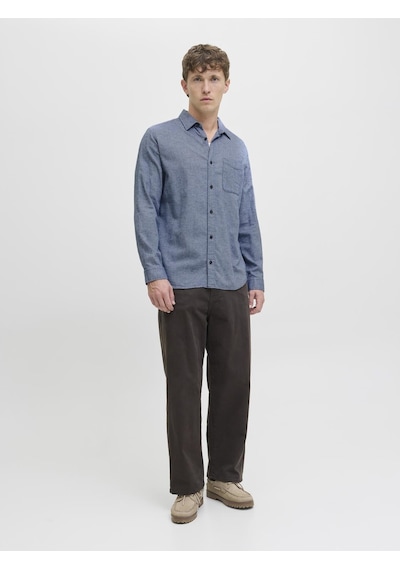 Jack & Jones Erkek Dügme Kapamali %100 Pamuk Gömlek - Classic - 12278416 Faded Denim