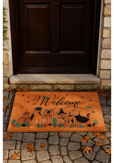Valerine Life Velür Coco Dokulu Welcome Hoş Geldiniz Kapı Önü Dış Mekan Paspası 45x70cm 27ycm260110 Kahverengi