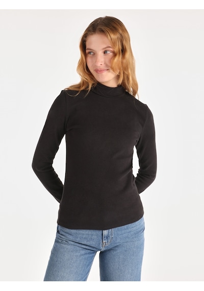 Colin's Colins Slim Fit Balıkçı Yaka Basic Siyah Kadın Uzun Kol Tişört Cl1065697 Siyah