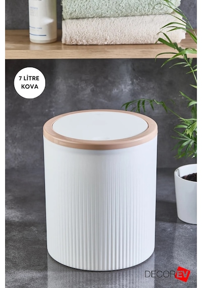Büyük Çöp Kovası 7 Litre Ofis, Mutfak Ve Banyo İçin Şık Ve Kullanışlı Kova Beyaz