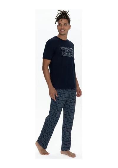 U.s. Polo Assn. Erkek 3'lü %100 Pamuk Pijama Takımı Lacivert M