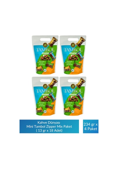 Kahve Dünyası Mini Tambol Zipper Mix Paket 13 Gr X 18 Adet X 4 Paket