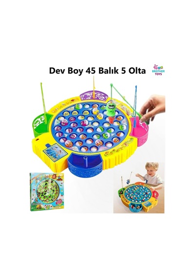 Dev Boy Pilli Müzikli Balık Tutma Yakalama Oyunu 45 Balık 5 Olta Hareketli 35 Cm.