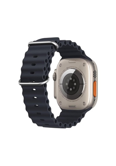 Microsonic Apple Uyumlu  Watch Series 7 45mm Kordon Ocean Band Lacivert