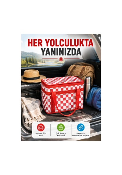 25 Litre Isı Yalıtımlı Termos Çanta Alüminyum Folyo İç Kaplamalı Piknik Çantası Siyah