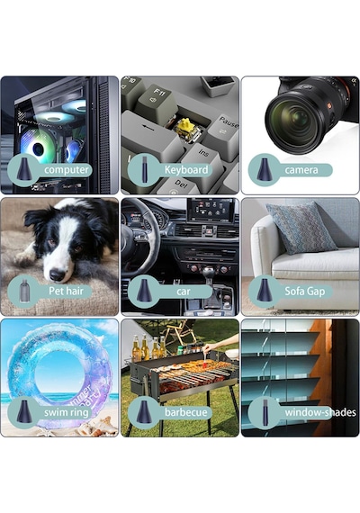 Oto Araç Süpürgesi Vakumlu, Üflemeli, Şarjlı Çok Fonksiyonlu Mini Turbo Hava Tabancası