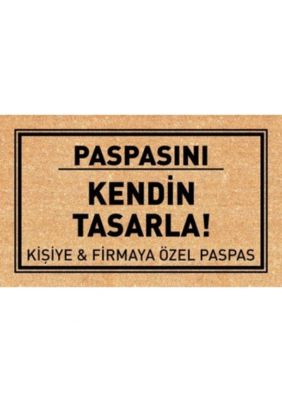 Kişiye Özel Yazılı Coco Kapı Önü Paspası 60x40 Kaymaz Taban Açık Kahverengi