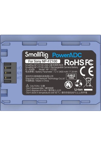Smallrig 4265b Np-fz100 Usb-c Şarj Edilebilir Kamera Pili