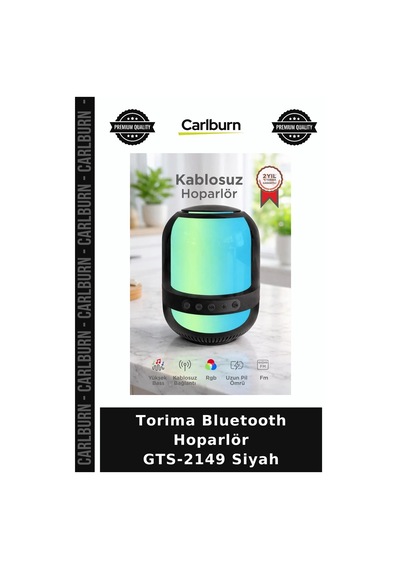 Premium Torima Bluetooth Hoparlör Gts-2149 Siyah Işıklı Model Eğlence Aleti Renkli Lamba