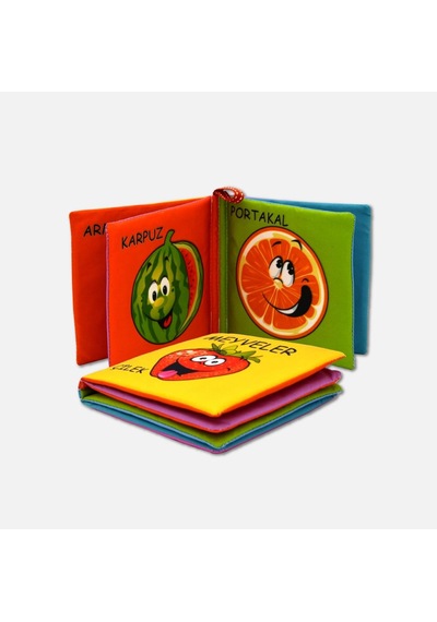 Tox Meyveler Kumaş Sessiz Kitap T049 - Bez Kitap , Eğitici Oyuncak , Yumuşak Ve Hışırtılı