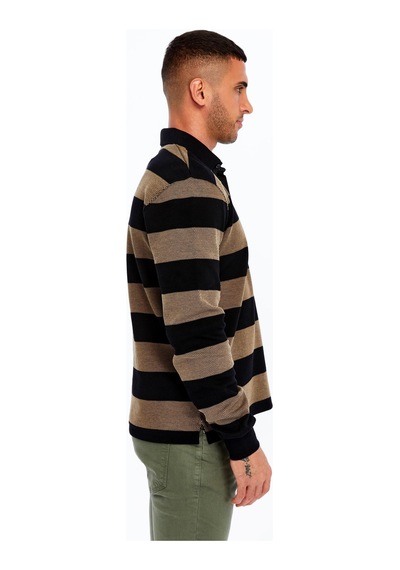 AR-MA Arma Erkek Örme Ribanalı Regular Fit Çizgili Polo Yaka Sweatshirt %95 Pamuk %5 Elastane K30554952902 Siyah AR-MA Arma Erkek Örme Ribanalı Regular Fit Çizgili Polo Yaka Sweatshirt %95 Pamuk %5 Elastane K30554952902 Siyah