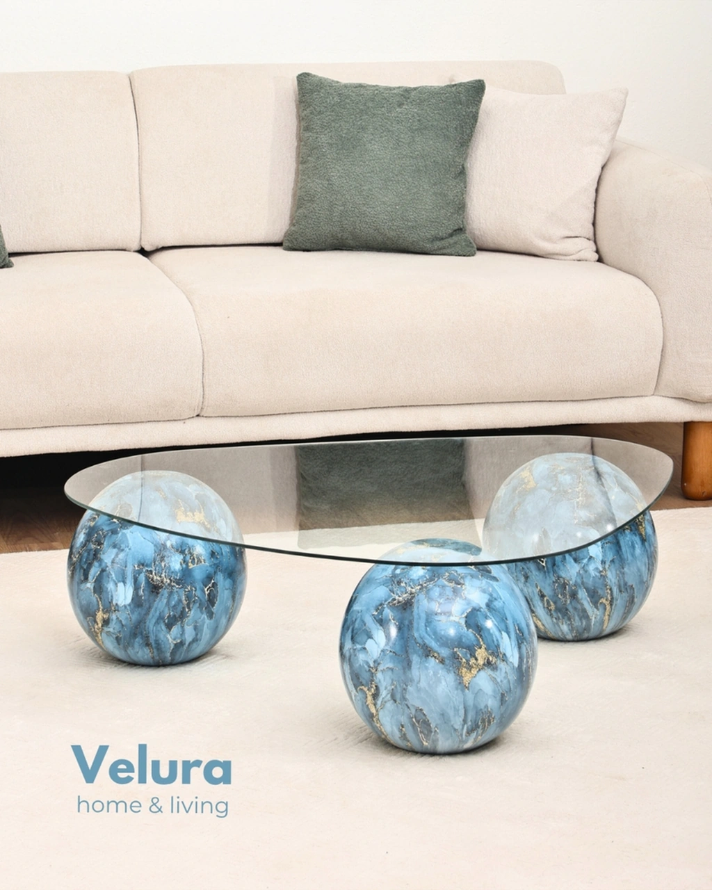 Modern Orta Sehpa & Küre Sehpa & Top Sehpa & Şeffaf Üçgen Cam & Sky Mavi Modern Orta Sehpa & Küre Sehpa & Top Sehpa & Şeffaf Üçgen Cam & Sky Mavi