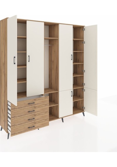 Hyperion Dolap 14 Raflı 4 Çekmeceli Tek Askılı 220x44x243 Çam-aytaşı/çam Çok Renkli Hyperion Dolap 14 Raflı 4 Çekmeceli Tek Askılı 220x44x243 Çam-aytaşı/çam Çok Renkli