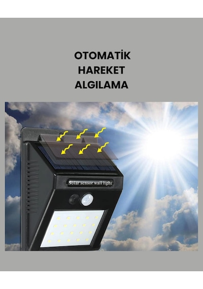 Bahçe Dış Mekanlar İçin Güneş Enerjili 20 Led Hareket Sensörlü Lamba
