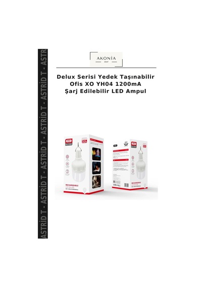 Delux Serisi Yedek Taşınabilir Ofis Xo Yh04 1200ma Şarj Edilebilir Led Ampul