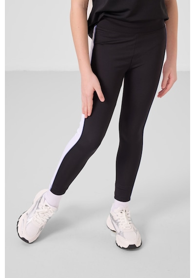 Tommylife Siyah O Yaka Yan Şerit Detaylı Standart Fit Performans Kız Çocuk Tayt Takım - 75191 Siyah