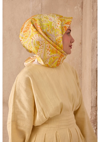 Silk Home Twill İpek Eşarp 11473-09 Sarı, Gümüş, Turuncu, Beyaz, Pembe