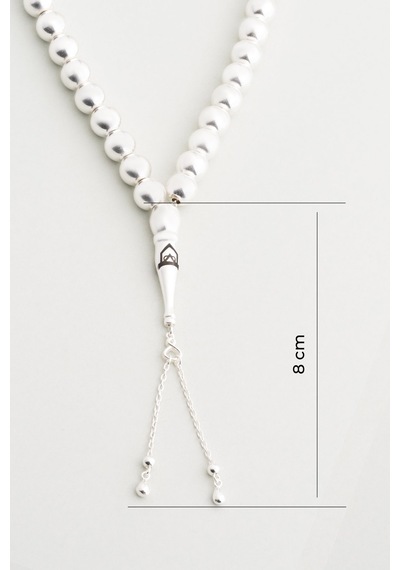 Modern Tasarım 21 Cm Gümüş Tesbih Beyaz